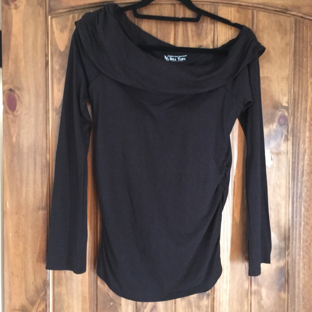 Bra top slightly off the shoulder